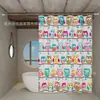 Cortina de Baño Peva Impermeable y Antimoho Dibujo de Búho Cortina de Ducha Superficie Tarjeta Barra Telescópica Cortina Divisoria Decoración de Baño
