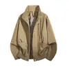 Chaqueta de Trabajo Lavada para Hombre Primavera y Otoño 2026 Estilo Casual de Moda Cuello Alto Retro Bolsillo Grande Abrigo Elegante para Hombre