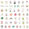 50 pegatinas nuevas de conejito de Pascua para teléfono móvil, vaso de agua, decoración de coche, pegatinas impermeables, pegatinas creativas para estudiantes