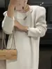 Transfronterizo Tallas Grandes Otoño Invierno Nuevo Diseño de Nicho Sentido del Temperamento Manga Abullonada Vestido de Longitud Media Estilo Perezoso Suéter Mujer