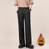 Calça Social Masculina de Veludo Drapeado para Primavera e Outono 2025 Sem Ferro Perna Reta Perna Larga Casual Anti-Rugas Levemente Flare