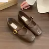 Zapatos de mujer plateados de corte bajo, nuevos zapatos de cuero pequeños casuales retro franceses de primavera y otoño, zapatos planos Mary Jane suaves estilo hada