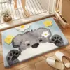 Alfombra de suelo con estampado de animal de dibujos animados y acabado flocado, alfombrilla absorbente antideslizante de felpa de panda para entrada de baño y inodoro