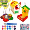 Alimentador de pájaros de madera de Amazon Alimentador de agua de alimentación Alimentación exterior Flores pintadas DIY Juguetes para niños