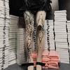 Medias Eclipse de Halloween Estilo Gótico Oscuro Seda Negra Estampado Telaraña Medias para Mujer de Corte Libre
