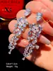 Aretes florales de moda japonesa y coreana, aguja de plata, temperamento femenino, personalidad, pétalos largos de circón, alta calidad, lujo ligero, moda, fiesta