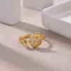 Anel Aberto Fashionável de Luxo Acessível com Listras em X Banhado a Ouro 18K com Zircônia Dupla Cor para Mulheres Novo Estilo