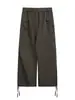 Pantalones cargo de paracaidista retro estilo japonés Nanxia con cordón en el bolsillo para hombre, pantalones casuales funcionales para exteriores de pierna recta y pierna ancha