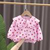 Camisa de Menina Manga Longa 0-1-2-3-4 Anos Roupa de Primavera para Bebê Roupas de Bebê Femininas Primavera e Verão Base Top Infantil Algodão 5