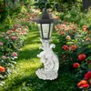 Nova Estátua de Resina Alimentada por Energia Solar Poste de Luz Anjo para Decoração de Jardim Externo Villa, Ornamento de Gramado