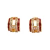 Exquisitos Aretes Huecos de Moda Estilo Francés con Circonitas Súper Brillantes Aros con Goteo de Aceite, Aretes Vintage de Gama Alta Estilo Hong Kong para Mujer