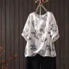 Verano Nuevo Estilo Retro Holgado Talla Grande Blusa Estampada Versátil Casual Delgada Pullover Top Venta al por Mayor