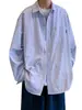 Camisa Listrada de Manga Longa Estilo Cityboy Japonês Masculina Verão Tendência Casual Solta Estudante Versátil Jaqueta
