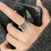 Anel Largo de Lótus Estilo Vintage Original para Mulheres, Novo Anel Aberto Ajustável de Personalidade Versátil, Anel para Dedo Indicador de Boa Sorte