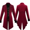 Europeu e Americano Medieval Retrô Cauda de Andorinha Palácio Novo Halloween Casaco Vestido Comprimento Médio Punk Casaco Masculino