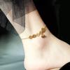 Moda Estilo Chinês Sino Ouro Rosa 18K Aço Titânio Tornozeleira Feminina Simples ins Elegante Aço Inoxidável Moeda Tornozeleira