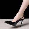 Tacones Altos de Punta 2025 Primavera/Verano Nuevo Estilo Francés Sexy de Aguja con Hebilla y Espalda Descubierta para Mujer