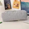 Bolsa Estojo Seersucker Mais Vendida Transfronteiriça Organizador de Material de Escritório para Mesa de Estudante Bolsa de Armazenamento de Viagem de Grande Capacidade com Listras Bordadas