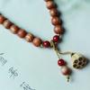 Pulsera de Doble Círculo de Material Añejo de Tuya Taihang con Accesorios de Loto, Cuentas de Juego Culturales, Pulsera Simple de Madera para Hombres y Mujeres