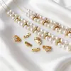Espaciador de Cierre de Perlas de Doble Fila Chapado en Oro de 14K sobre Cobre con Incrustaciones de Circonitas Materiales para Joyería DIY Colgante Pulsera