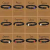 Amazon WISH Explosiones Calientes Pulsera Elástica de Doce Constelaciones Piedra Ojo de Tigre Ágata Pulsera de Cuentas de Color Mixto Tarjeta