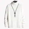 Suéter de cuello alto para adolescentes para hombre, estilo coreano, moderno, guapo, holgado, blanco de invierno, base engrosada para estudiantes