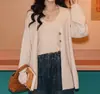 Tops de punto estilo Hong Kong para mujer, moda vintage nueva otoño e invierno 2026 chaqueta holgada de manga larga ropa de punto para mujer