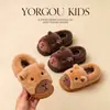 Sapatos de Algodão de Inverno Kapibala para Crianças com Proteção de Calcanhar para Meninos, Quentes e Forrados com Lã, Antiderrapantes, Uso Doméstico, Combinando Pai-Filho, Sapatos de Algodão para Bebê com Proteção de Calcanhar