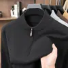 Suéter Antibacteriano para Hombre de 10A con Cremallera y Cuello Alto, Color Sólido, para Hombres de Mediana Edad, Mezcla de Lana, Cálido, Tejido Base, Producto de Exportación para Hombre