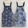 Delantal de Lona Estilo Chino Nuevo para Catering, Uniforme de Trabajo para Meseros, Ropa de Trabajo para Mujeres Vendedoras Ambulantes, Uso en Cocina y Hogar, Resistente a Manchas y Duradero