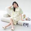 Nuevo Producto de Verano [con Almohadilla para el Pecho] Bata para Mujer, Ropa de Casa de Algodón Puro de Manga Corta, Pijama Holgado para Maternidad, Longitud Media Transfronterizo