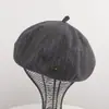 Boina gruesa de lana para otoño e invierno con buen ajuste que hace que la cara se vea más pequeña, sombrero de calabaza para niñas, sombrero artístico retro japonés de pintor