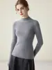 Suéter de peça única 100% cashmere sem costura para mulheres, gola semi-alta, pulôver de tricô slim fit, estilo outono e inverno