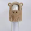 Gorro de Lana Tejido Cálido para Otoño e Invierno para Mujer, Gorro con Protección para los Oídos para Mamá Ciclista, Gorro Integrado con Bufanda, A Prueba de Frío