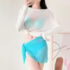 Novo Sutiã de Aro Push-Up Sexy de Alta Qualidade para Seios Pequenos Mostrando Grande Saia Longa de Verão para Praia Fonte Termal Blusa Roupa de Banho Feminina Verão