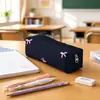 Estuche para Lápices Estudiante Estilo Nuevo Lazo Transfronterizo, Bolsa de Almacenamiento Pequeña Floral Simple, Organizador de Escritorio de Gran Capacidad para Papelería