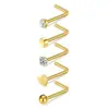 Conjunto de Piercings de Nariz Combinados Transfronteiriços, Piercings de Nariz, Conjunto de 21 Peças com 5 Diamantes, Joias de Nariz de Aço Inoxidável para Body Piercing Decorações