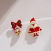 Novos Brincos de Laço Vermelho para o Outono e Inverno de 2025 com Atmosfera de Natal Brincos Retrô de Alta Qualidade com Design de Nicho
