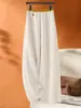 Pantalones de pierna ancha de cachemir de acetato para mujer, moda otoño/invierno, elegantes pantalones rectos de corte ajustado, nuevos pantalones casuales holgados de cintura alta 2026