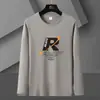 Fabricante Direto Primavera e Outono Nova Tendência Gola Redonda Masculina Tamanho Grande Camisa Masculina Top Tendência Manga Longa Camiseta Versátil Camiseta de Outono
