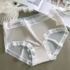 Novedad de Verano Calzones de Seda Hielo Sin Costuras para Mujer con Refuerzo de Algodón Puro, Antibacterianos, de Cintura Media, Cómodos y Transpirables para Chicas Jóvenes