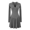 Vestido plissado de malha com gola polo slim coreano europeu e americano feminino 2025 primavera novo saia de garota popular atacado