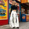 Comércio Exterior Transfronteiriço Estilo Americano Calças Esportivas Femininas High Street Estampadas com Cadarço, Finas Soltas de Perna Larga Casuais