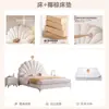 Cama de Luxo Leve Moderna Simples Quarto Principal Estilo Creme Cama de Tecido Tecnológico Cama de Celebridade da Internet Pétala Cama de Menina Princesa