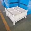 Cajas metálicas de vuelco personalizadas, cestas de rejilla metálica plegables, cajas de chapa de hierro engrosada de acero al carbono, contenedores de material de rejilla metálica