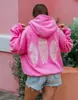 Estação Independente Transfronteiriça Roupas Europeias e Americanas Outono e Inverno 2025 Novo Moletom de Veludo com Capuz Feminino Casual Solto