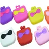 Bolsa de Monedas Cuadrada con Lazo de Color Caramelo Lazo de Silicona Nueva Bolsa para Llaves de Silicona Monedero