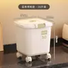 Recipiente de Armazenamento de Arroz Grande Capacidade Doméstico 25kg, Selado, à Prova de Umidade, à Prova de Insetos, com Rodas, Lixeira Transparente para Cozinha