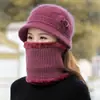 Gorro de Mamá para Mujeres Mayores, Tejido de Lana Grueso Floral Otoño e Invierno para Abuela