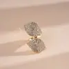 Anel Aberto de Folha Dupla Cravejado com Diamantes Transfronteiriço Europeu e Americano, Anel de Uso Diário Exquisito e Versátil, Joia de Luxo Leve de Alta Qualidade para Mulheres
